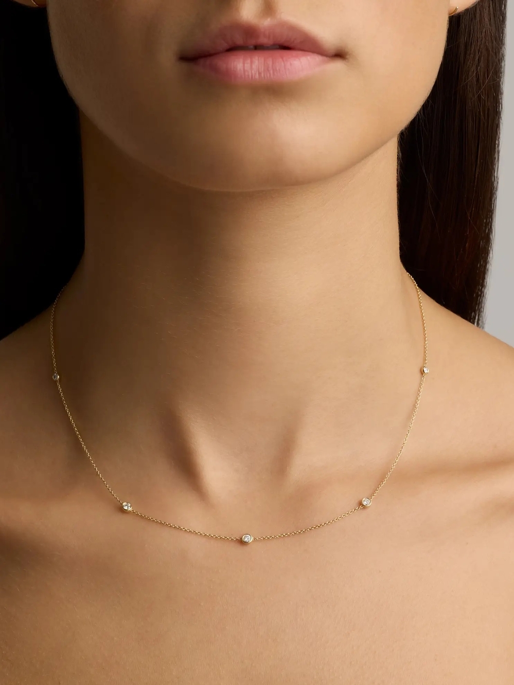 Quince 14K Gold Diamond Bezel Station Necklace